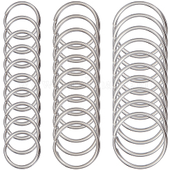 60個 3スタイル 304ステンレススチール スプリットキーリング  キーホルダー留め金のパーツ  ステンレス鋼色  内径：15~24mm  18~27x1.4~2.5mm  20個/スタイル&nbsp;STAS-CY0001-02P
