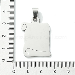 変色しない201ステンレススチールペンダント  ブックチャーム  ステンレス鋼色  32x22x1.5mm  穴：8x4mm&nbsp;STAS-U003-07P