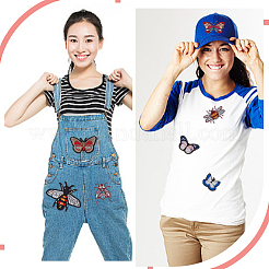 8個 8スタイル コンピューター刺繍布 アイロン接着/縫い付けパッチ  マスクと衣装のアクセサリー  アップリケ  蝶/ミツバチ  ミックスカラー  36~83x45~100x1.5~2.5mm  1個/スタイル&nbsp;PATC-HY0002-54