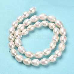 天然養殖淡水パールビーズ連売り  ライス  グレードAA  ライム  8~11x7~7.5mm  穴：0.7mm  約35~36個/連  13.39''（34センチメートル）&nbsp;PEAR-E016-190
