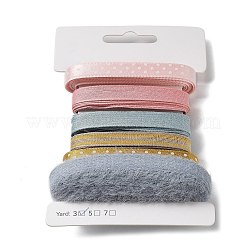 18 ヤード 6 色のポリエステル リボン  DIY手作りクラフト用  髪のちょう結びとギフトの装飾  虹色のパレット  ミックスカラー  3/8~1/2インチ（10~12mm）  約3ヤード/色&nbsp;SRIB-C001-B01