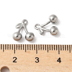 304ステンレススチールチャーム  チェリーチャーム  変色防止  ステンレス鋼色  11.5x11.5x4.5mm  穴：1mm&nbsp;X-STAS-Z133-01P