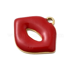 304ステンレススチールエナメルペンダント  リップ  イオンプレーティング（ip）  18KGP本金メッキ  16x18x2mm  穴：1.6mm&nbsp;STAS-I355-01G