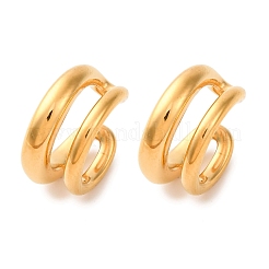 2層C字型304ステンレススチールツートンカフイヤリング  女性用ノンピアスイヤリング  18KGP本金メッキ  16.5x8mm&nbsp;EJEW-A131-04E-G