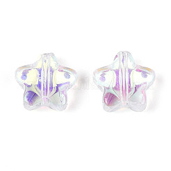 透明なガラスビーズを電気  スター  緑黄  8x8x4mm  穴：0.9~1mm  約1950~2000個/袋&nbsp;GLAA-T025-30C