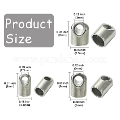 15個 3スタイル 303ステンレススチールコードエンド/チップ  ステンレス鋼色  8x4.5~6.5mm  穴：2.3~3mm  内径：3~5mm  5個/スタイル&nbsp;STAS-CJ0003-37