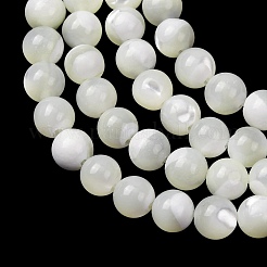 天然トロチッドシェル/トロカスシェルビーズ連売り  スムーズなラウンド  ホワイト  6mm  穴：0.8mm  約32個/連  7.17''（18.2センチメートル）&nbsp;SH-CBA2978-16B