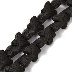 天然溶岩岩ビーズ連売り  染め  蝶  ブラック  13.5x12x6.5mm  穴：1mm  約35個/連  13.78~13.98''（35~35.5センチメートル）&nbsp;G-G347-02N