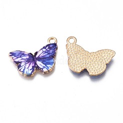 プリント合金ペンダント  カドミウムフリー＆ニッケルフリー＆鉛フリー  ライトゴールド  蝶  ライラック  15x20x1.5mm  穴：1.8mm&nbsp;PALLOY-N168-004D
