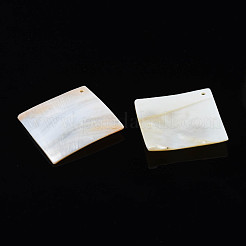 天然淡水シェルの大きなペンダント  菱形  53~56x55~56x1.5~8.5mm  穴：2mm&nbsp;SHEL-N026-177