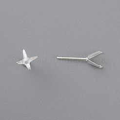 304ステンレススチール製プロングイヤリングセッティング  スタッドピアスパーツ  銀  トレイ：6x6mm  ピン：0.8mm&nbsp;LS-STAS-O098-06S-04