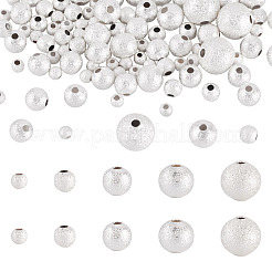 真鍮ビーズ  長持ちメッキ  つや消しラウンド  ニッケルフリー  925銀メッキ  3~8.5x2.5~8mm  穴：1~1.8mm  105個/セット&nbsp;KK-TA0008-23S