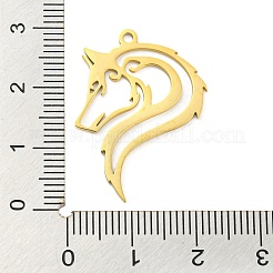 304ステンレスペンダント  レーザー切断  ウルフヘッドチャーム  ゴールドカラー  28x20x1mm  穴：1.4mm&nbsp;LS-STAS-Q255-06G