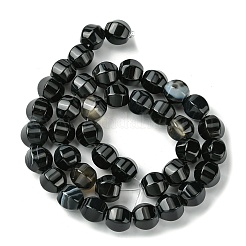 染色・加熱された天然黒瑪瑙ビーズ連売り  多面カット  ラウンド  11~12mm  穴：1.3mm  約40個/連  16.14~16.22''（41~41.2センチメートル）&nbsp;G-H023-A03-01
