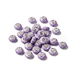 不透明樹脂ヨーロッパビーズ  大穴ビーズ  銀色メッキの真鍮芯のロンデル  ミックスカラー  14x7.5mm  穴：5mm&nbsp;RESI-C055-01