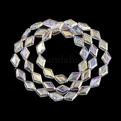 電気メッキガラスビーズセット  菱形  ABカラー  クリアAB  15x10x5mm  穴：1mm  約43個/連  25.39''（64.5センチメートル）&nbsp;EGLA-B010-01A-AB01