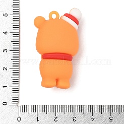 ポリ塩化ビニールのプラスチックチャーム  クリスマスのために  オレンジ  クマ  44x26.5x18.5mm  穴：2.5mm&nbsp;KY-I010-03D