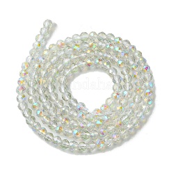 電気メッキガラスビーズ連売り  多面カット  フルメッキ  ラウンド  透明  3mm  穴：0.8mm  約143個/連  14.57''（37センチメートル）&nbsp;EGLA-P055-01B-FR01