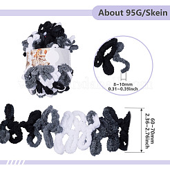 ポリエステル糸  DIY編み物用ソフトコートスカーフ  ブラック  40x5mm  約95g/かせ  7 M&nbsp;YCOR-TAC0001-03H