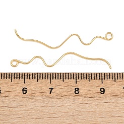 真鍮製のピアスパーツ  カン付き  長持ちメッキ  ニッケルフリー  波線  18KGP本金メッキ  39x5x1mm  穴：1.8mm&nbsp;KK-A274-17A-G