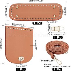 Diypuレザーバッグ作成キット  puレザーバッグボトムを含む  カバー＆ストラップ  合金の留め金  シエナ  171~1274x10~150x3~17mm  穴：5~12mm  4個/セット&nbsp;DIY-WH0308-112A