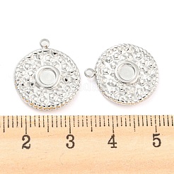 変色しない304ステンレススチールペンダントカボションセッティング  フラットラウンド  ステンレス鋼色  トレイ：4mm  17.5x15.5x2mm  穴：1.5mm&nbsp;STAS-P333-02P