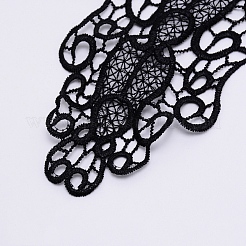 刺繍入りフローラルレースカラー  アップリケエッジを縫うネックライントリム服  ブラック  56x48cm&nbsp;DIY-WH0189-01B