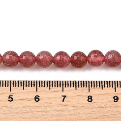 天然石ストロベリークォーツビーズ連売り  ラウンド  6mm  穴：0.7mm  約62個/連  14.84インチ（37.7cm）&nbsp;G-L621-B09-6mm