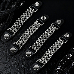 PUレザーと合金チェーンベストエクステンダー4個  ベストのバックル  フラットラウンド  180x28x6.5mm&nbsp;DIY-CL0001-91A