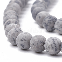 天然地図石/ピカソ石/ピカソジャスパービーズ連売り  艶消し  ラウンド  8mm  穴：1mm  約44~46個/連  14.5インチ&nbsp;G-T106-222