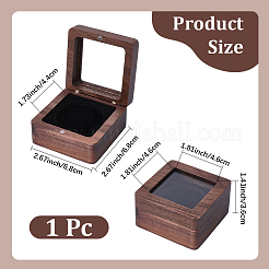 木製バッジ梱包用磁気ボックス  見える窓蓋付き  正方形  ブラック  6.8x6.8x3.6cm&nbsp;CON-WH20006-017A