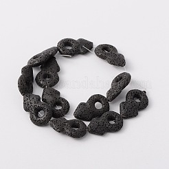 合成溶岩ロックビーズ連売り  男性のサイン/火星  染め  ブラック  34x22x8mm  穴：1mm  約12個/連  15.7インチ&nbsp;G-N0093-18