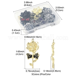 10個5色合金エナメルゴシックスタイルペンダント  ローズ  ミックスカラー  42x20x3.5mm  穴：1.6mm  2個/カラー&nbsp;FIND-FS0004-30