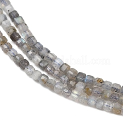 天然石ラブラドライトビーズ連売り  多面カット  キューブ  3~3.5x3~3.5x3mm  穴：0.7mm  約124~129個/連  15~15.0''（38.1~38.3センチメートル）&nbsp;G-RM2025-C34-B