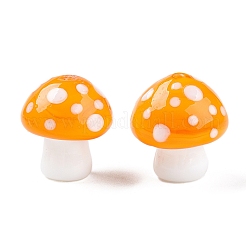 手作りランプワークビーズ連売り  キノコ  オレンジ  22~23x19.5~20.5x19.5mm  穴：0.6~1mm  約20個/連  17.32''（44センチメートル）&nbsp;LAMP-T021-13E