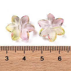 透明ツートンアクリルビーズ633個  花  ピンク  15x17x7mm  穴：1.5mm  約633個/500g&nbsp;MACR-K359-18A
