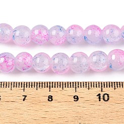 焼き絵の具、ひび割れガラスビーズの連  ラウンド  パールピンク  8mm  穴：1.3~1.6mm  約100個/連  31.4インチ&nbsp;DGLA-Q023-8mm-YS55-A