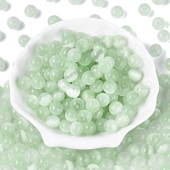 Fgbグレードaドローベンチスタイルガラスシードビーズ  ラウンド  模造キャットアイビーズ  淡緑色  9.5mm  穴：1.4~1.6mm  約420個/ポンド&nbsp;SEED-Q040-10MM-21
