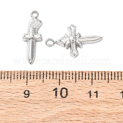 304ステンレススチールペンダント10個  クロスチャーム  ステンレス鋼色  18~45x6.5~35.5x2~3mm  穴：1.5~2mm&nbsp;STAS-P432-11P