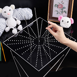 アクリルかぎ針編みブロックボード  編み機  ステンレススチールピンと  クッション作りに  スカーフ  帽子  ヘッドバンド  ショール  透明  ボード：30x30x0.45センチメートル  穴：3mm&nbsp;AJEW-WH0317-03