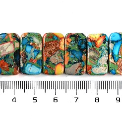 ナチュラルインペリアルジャスパービーズ連売り  染め  長方形  ディープスカイブルー  20.5x10.5x6mm  穴：1.1mm  約20個/連  8.07インチ（20.5cm）&nbsp;G-L604-F01-01C