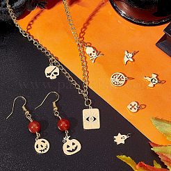 10個 10スタイル 304 & 316 サージカルステンレスペンダント  丸カンとラインストーン付き  ハロウィンモチーフ  混合形状  14KGP本金メッキ  8~11x2~12x1mm  丸カン：2.7~3.8x0.4~0.6ミリ  内径：1.9~2.6mm  1個/スタイル&nbsp;STAS-UN0033-44