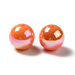 UVメッキレインボー虹色アクリルビーズ  ラウンド  オレンジ  15~15.5x15.5~16mm  穴：2.7mm&nbsp;LS-X-PACR-D070-01L