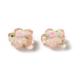 手作りランプワークビーズ  花  砂茶色  14.5~15x15~15.5x6.5~8mm  穴：1~1.2mm&nbsp;LAMP-G149-01D
