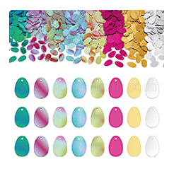 装飾アクセサリー  PVCプラスチック製のスパンコール/スパンコールペンダント  卵  19~19.5x12~12.5x0.3~0.5mm  穴：1.3~1.4mm  1bag /カラー&nbsp;DIY-PH0023-01B