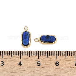 天然ラピスラズリの長方形チャーム  イオンプレーティング（IP）304ステンレス鋼製金具  18KGP本金メッキ  12.5x5.5x2.5mm  穴：1.5mm&nbsp;STAS-I325-141A-G