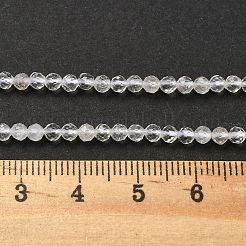 天然石クオーツクリスタルビーズ連売り  水晶  多面カット  ラウンド  3mm  穴：0.5mm  約39個/連  14.96