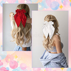 5個 5色 リボン結び ポリエステル ヘアバレッタ  鉄クリップ付き  女性の女の子のためのヘアアクセサリー  ミックスカラー  390~400x190x25mm  1pc /カラー&nbsp;PHAR-SP0001-18B
