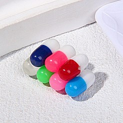 オペーク樹脂ビーズ  ピル  半孔  ツートン  ミックスカラー  11.5x5.5mm  穴：0.8mm&nbsp;CRES-I043-03