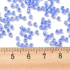 透明なガラスシードビーズを電気メッキする  セイロン  シリンダー  コーンフラワーブルー  2.5x1.6mm  穴：1.4mm  約50398個/ポンド&nbsp;SEED-S042-16A-06
